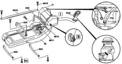 6.14 Снятие и установка топливного бака Mercedes-Benz W163