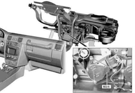 5.2.12 Снятие и установка электромотора привода вентиляционной заслонки Mercedes-Benz W463