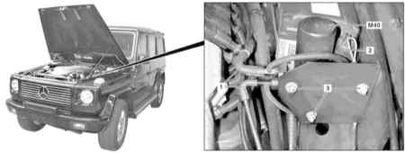 9.2.5 Снятие и установка вакуумного насоса привода блокировки дифференциалов Mercedes-Benz W463