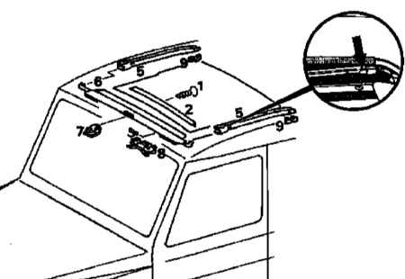 12.2.34 Снятие, установка и регулировка ветроотбойника верхнего люка Mercedes-Benz W463