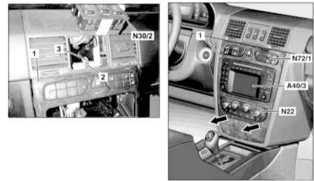 12.3.10 Снятие и установка облицовочной панели консольной секции панели приборов Mercedes-Benz W463