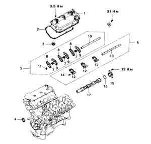 4.1.4 Снятие и установка сборок привода клапанов Mitsubishi Galant