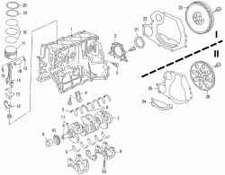 Детали блока цилиндров и кривошипно-шатунного механизма двигателей GA14DE и GA16DE