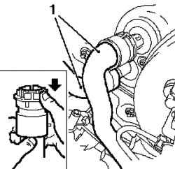 Отсоединение шлангов системы охлаждения