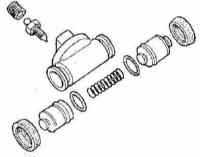 11.11 Снятие, обслуживание и установка колесных цилиндров барабанных тормозных механизмов задних колес Opel Corsa