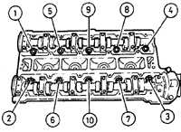 4.9 Монтаж головки блока цилиндров на двигателе, установленном   в автомобиле Opel Vectra A