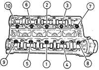 4.9 Монтаж головки блока цилиндров на двигателе, установленном   в автомобиле Opel Vectra A