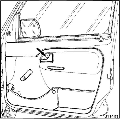 2.  Внутрення ручка привода замка передней двери Renault Kangoo