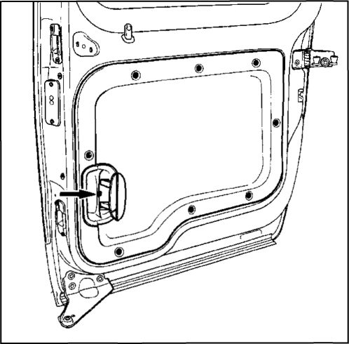 7.  Внутренняя ручка привода замка сдвижной двери Renault Kangoo