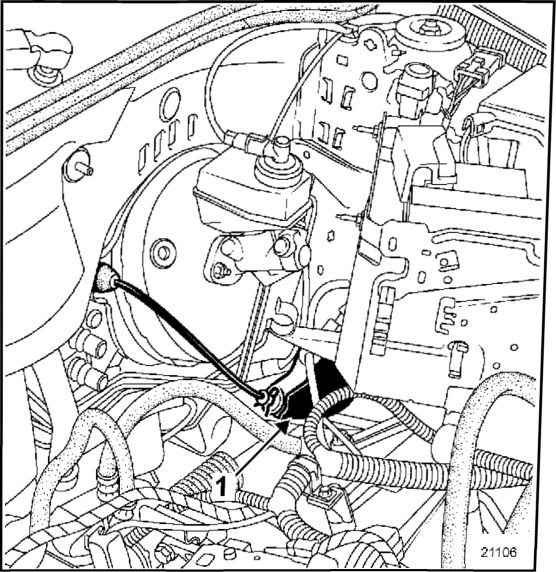 1.  Расположение элементов системы впрыска в подкапотном пространстве Renault Kangoo