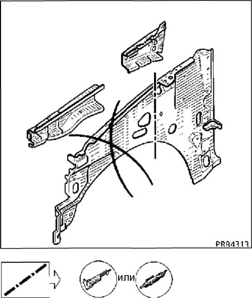 3.  Внутренняя панель передней стойки кузова - передний брызговик