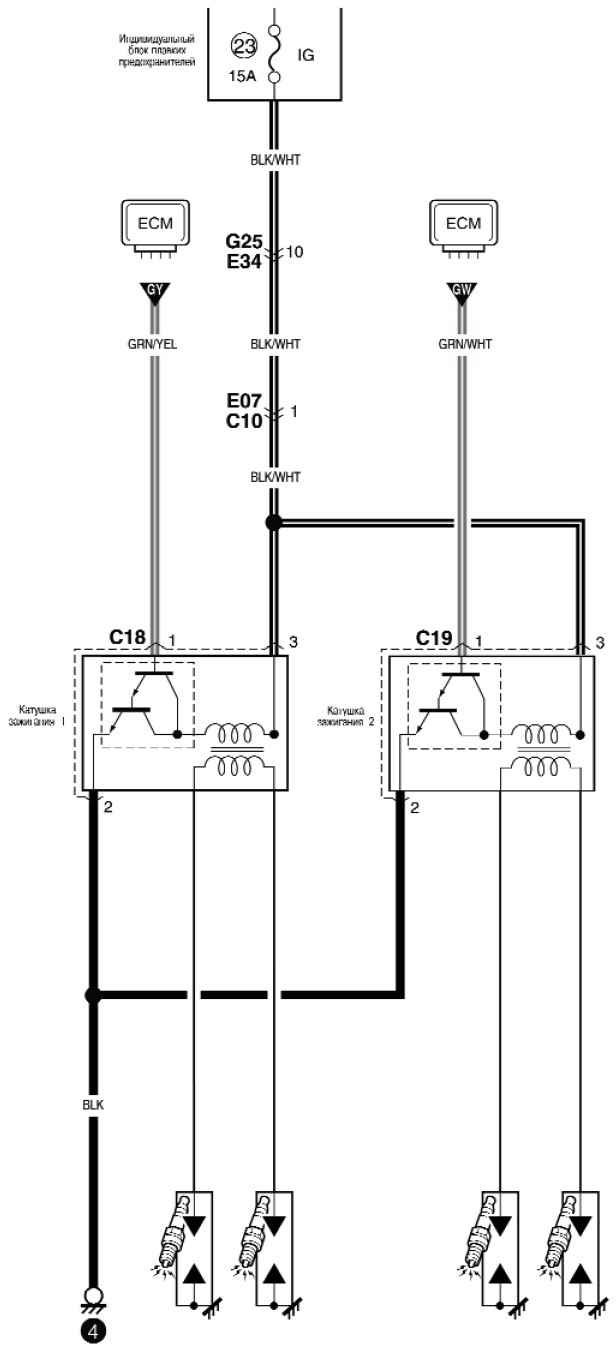 9.5 Схема системы зажигания Suzuki Liana