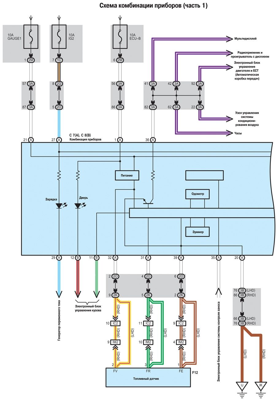 Схема электрооборудования Toyota Camry 30