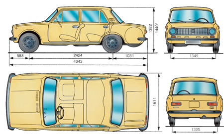 1.2 Основные габаритные размеры автомобиля ВАЗ–21011 ВАЗ 2101