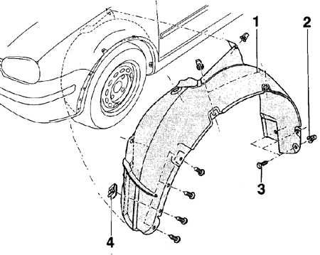 13.9 Снятие и установка облицовки ниши переднего крыла Volkswagen Golf IV