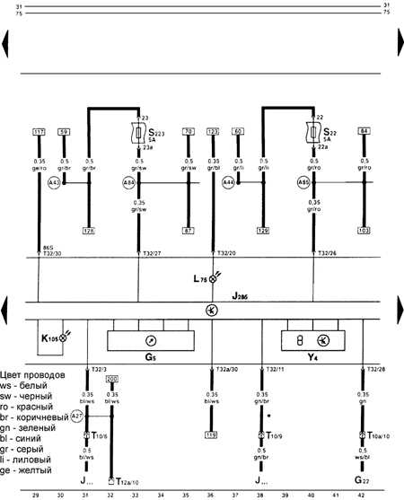 Схемы электрооборудования Фольксваген Гольф 3